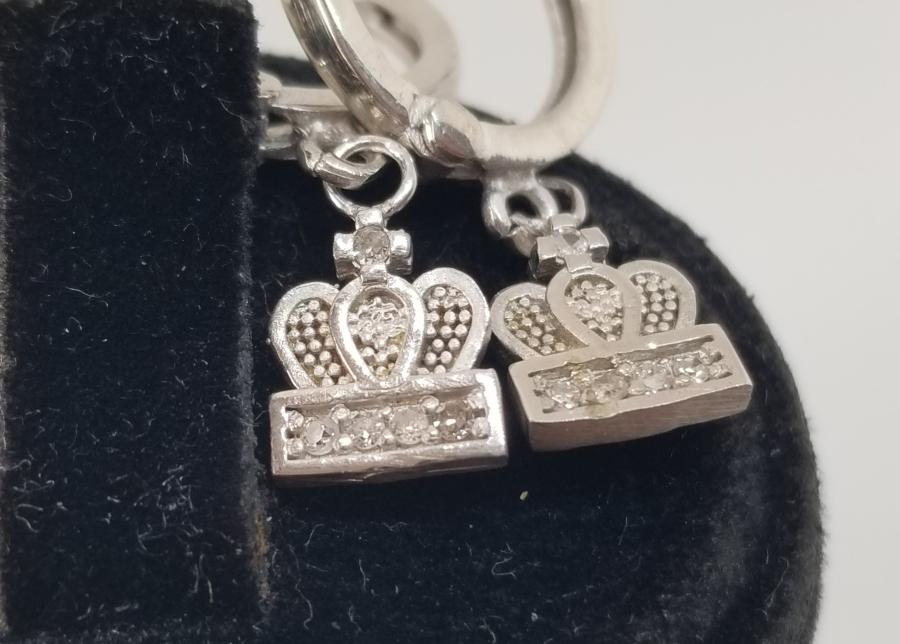 PIRLANTA TAŞLI İNGİLİZ KRALİYET TACI MODELİ KÜPE