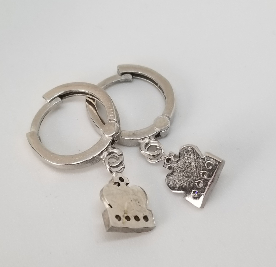 PIRLANTA TAŞLI İNGİLİZ KRALİYET TACI MODELİ KÜPE