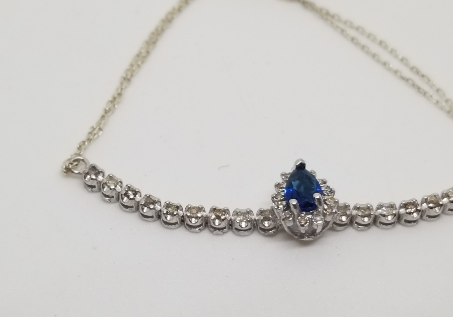 SAFİR VE PIRLANTA TAŞLI ÖZEL YAPIM BİLEZİK - BİLEKLİK