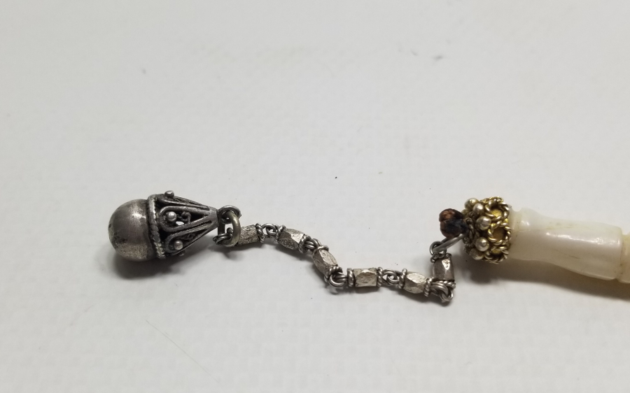 ORİJİNAL GÜMÜŞ PÜSKÜLÜYLE OSMANLI DÖNEMİ KEMANE TORNA SEDEF TESPİH