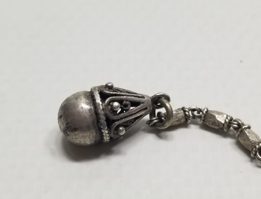 ORİJİNAL GÜMÜŞ PÜSKÜLÜYLE OSMANLI DÖNEMİ KEMANE TORNA SEDEF TESPİH