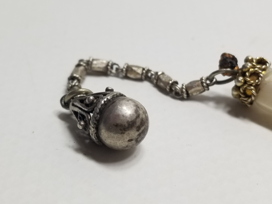 ORİJİNAL GÜMÜŞ PÜSKÜLÜYLE OSMANLI DÖNEMİ KEMANE TORNA SEDEF TESPİH