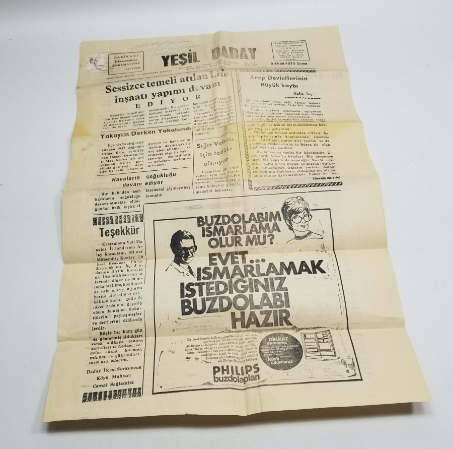 1970 TARİHLİ YEŞİL DADAY GAZETESİ