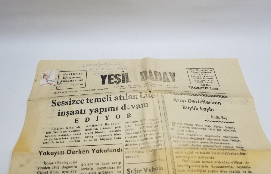 1970 TARİHLİ YEŞİL DADAY GAZETESİ