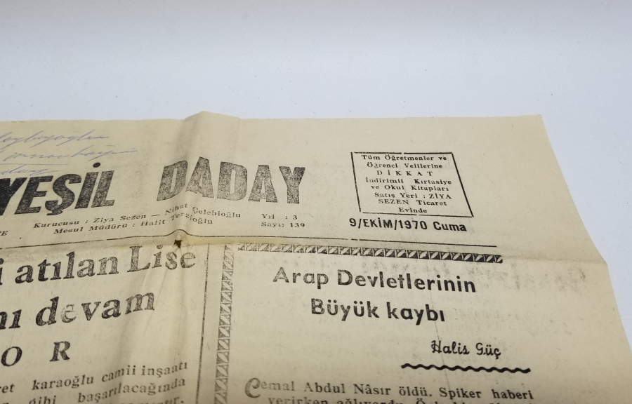 1970 TARİHLİ YEŞİL DADAY GAZETESİ