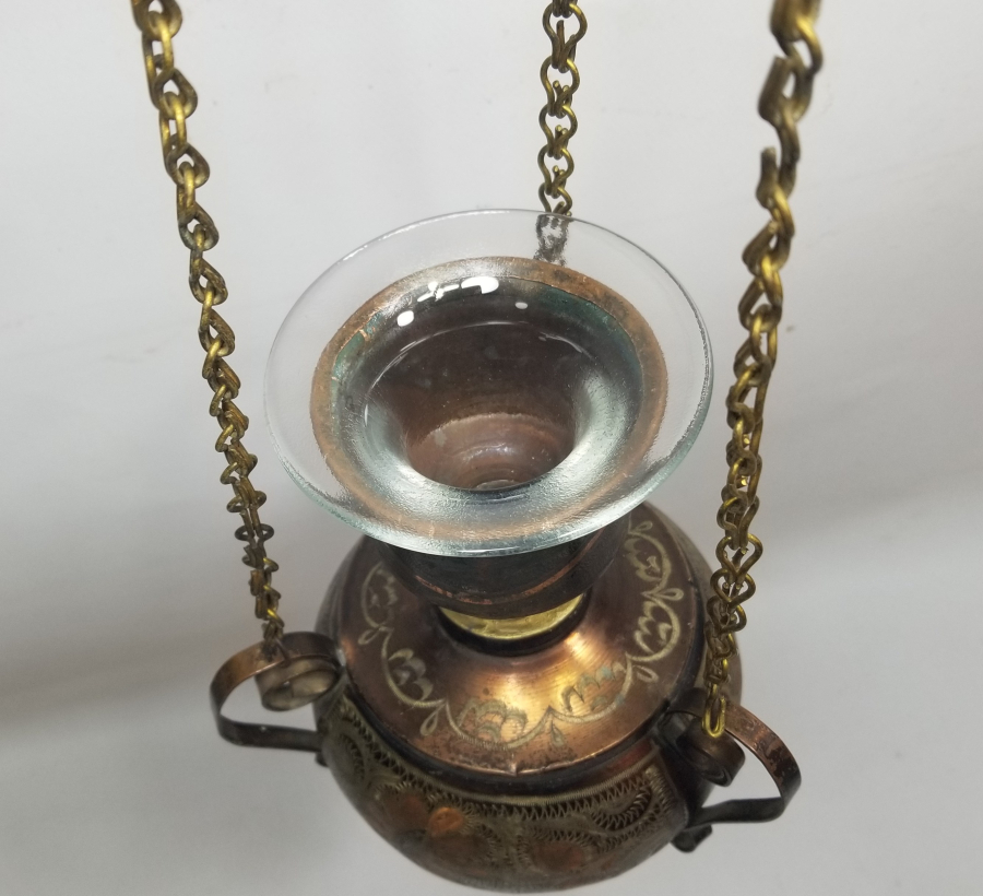 ÜZERİ KALEM İŞÇİLİKLİ ANTİKA ERZİNCAN YAPIMI NADİR TİPTE KANDİL FORMLU ŞAMDAN