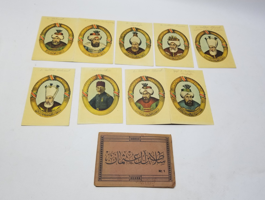 OSMANLI DÖNEMİ ÇOK NADİR ORİJİNAL ALBÜMÜNDE PADİŞAH KARTLARI SERİSİ KARTPOSTAL TAKIMI