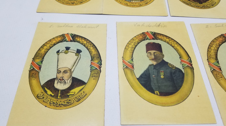 OSMANLI DÖNEMİ ÇOK NADİR ORİJİNAL ALBÜMÜNDE PADİŞAH KARTLARI SERİSİ KARTPOSTAL TAKIMI