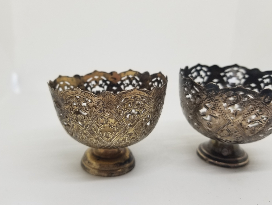 TESTERE VE KALEM İŞÇİLİKLİ OSMANLI DÖNEMİ ÇİFT GÜMÜŞ FİNCAN ZARFI