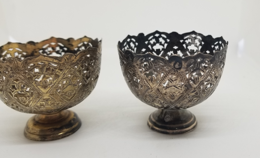 TESTERE VE KALEM İŞÇİLİKLİ OSMANLI DÖNEMİ ÇİFT GÜMÜŞ FİNCAN ZARFI