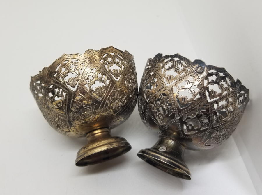 TESTERE VE KALEM İŞÇİLİKLİ OSMANLI DÖNEMİ ÇİFT GÜMÜŞ FİNCAN ZARFI