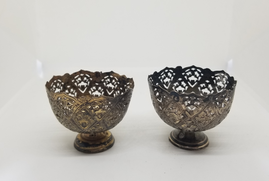 TESTERE VE KALEM İŞÇİLİKLİ OSMANLI DÖNEMİ ÇİFT GÜMÜŞ FİNCAN ZARFI