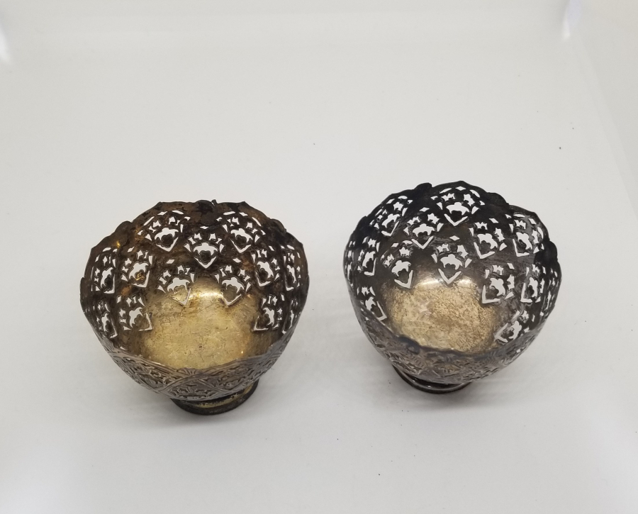 TESTERE VE KALEM İŞÇİLİKLİ OSMANLI DÖNEMİ ÇİFT GÜMÜŞ FİNCAN ZARFI