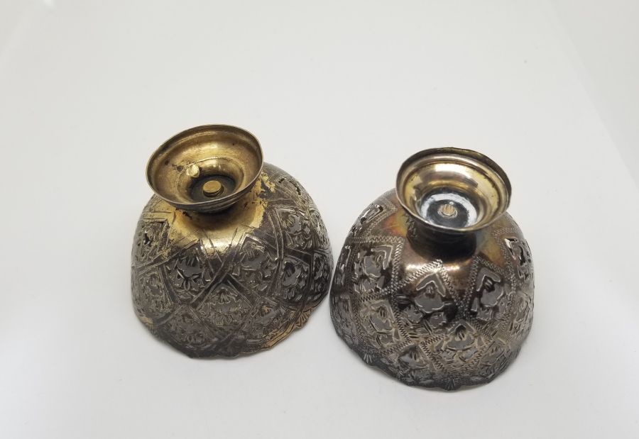 TESTERE VE KALEM İŞÇİLİKLİ OSMANLI DÖNEMİ ÇİFT GÜMÜŞ FİNCAN ZARFI