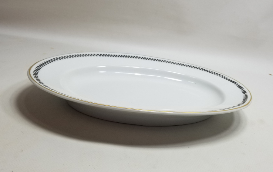 ARKASI OSMANLICA YAZILI VE ALTIN VARAKLI BÜYÜK BOY KAYIK TABAK - SALATA TABAĞI