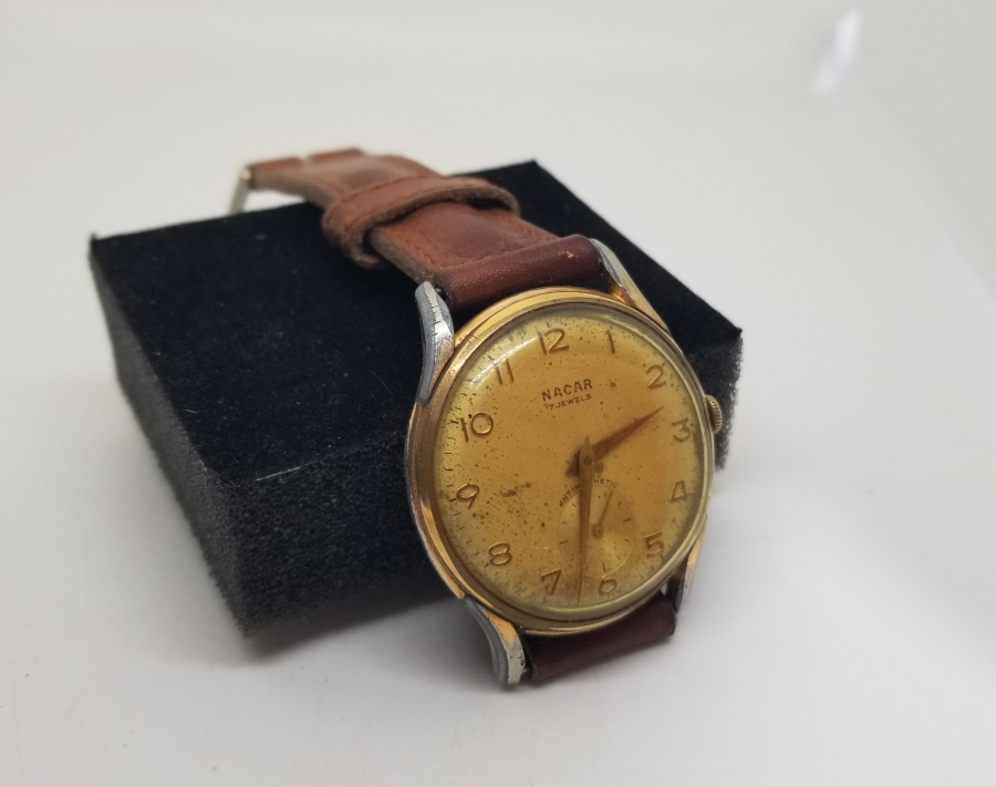 ALTIN KAPLAMA ANTİKA KURMALI NACAR KOL SAATİ