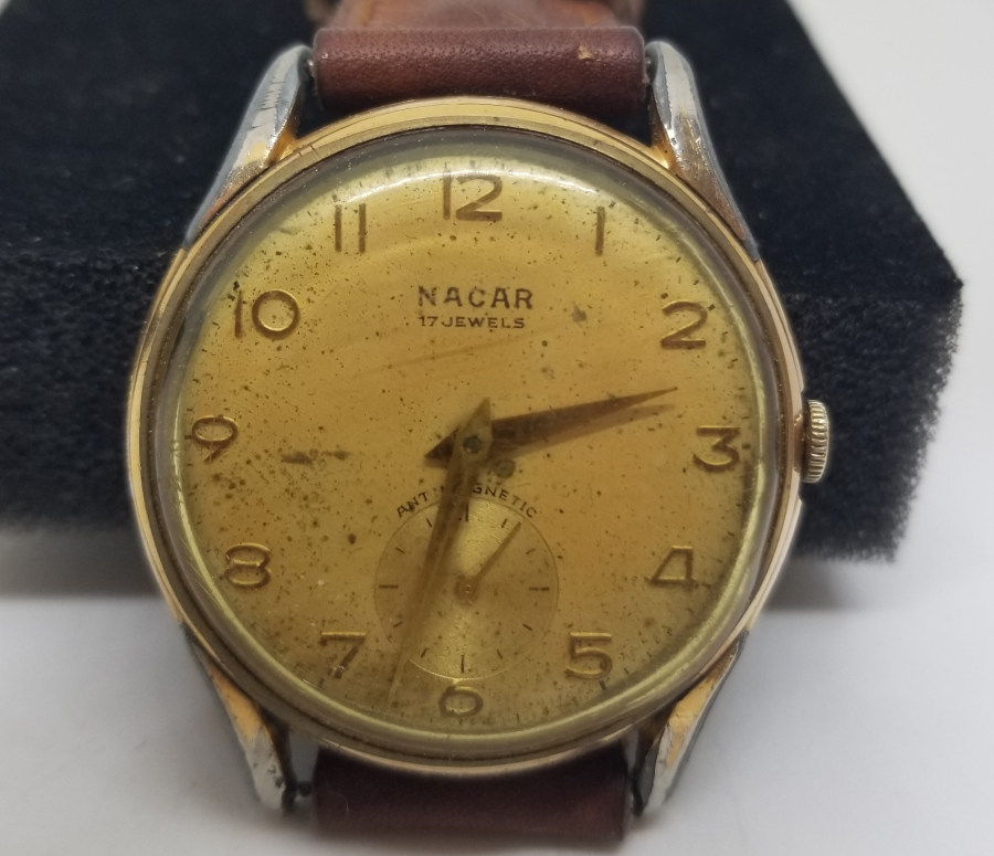 ALTIN KAPLAMA ANTİKA KURMALI NACAR KOL SAATİ