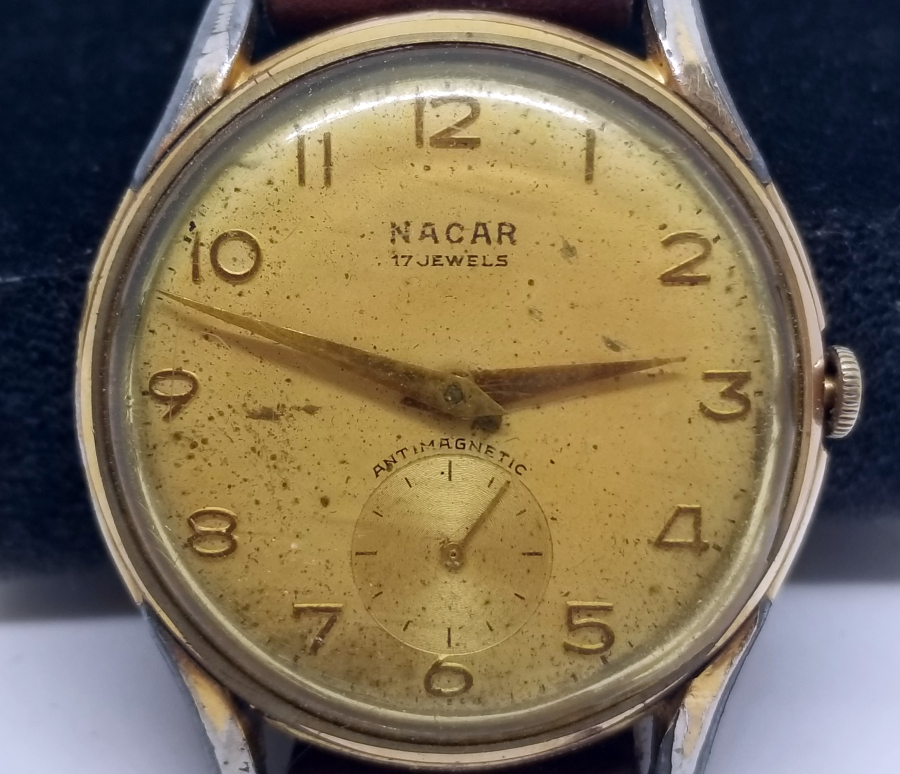 ALTIN KAPLAMA ANTİKA KURMALI NACAR KOL SAATİ