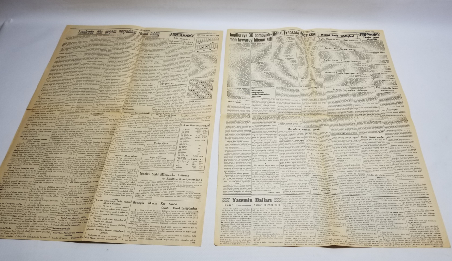 1939 VE 1940 TARİHLİ 2. DÜNYA SAVAŞI DÖNEMİ 2 ADET CUMHURİYET GAZETESİ