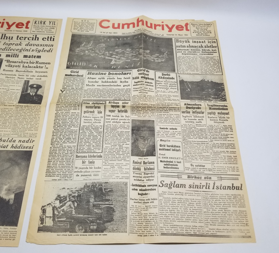 1940 TARİHLİ 2. DÜNYA SAVAŞI DÖNEMİ CUMHURİYET GAZETELERİ