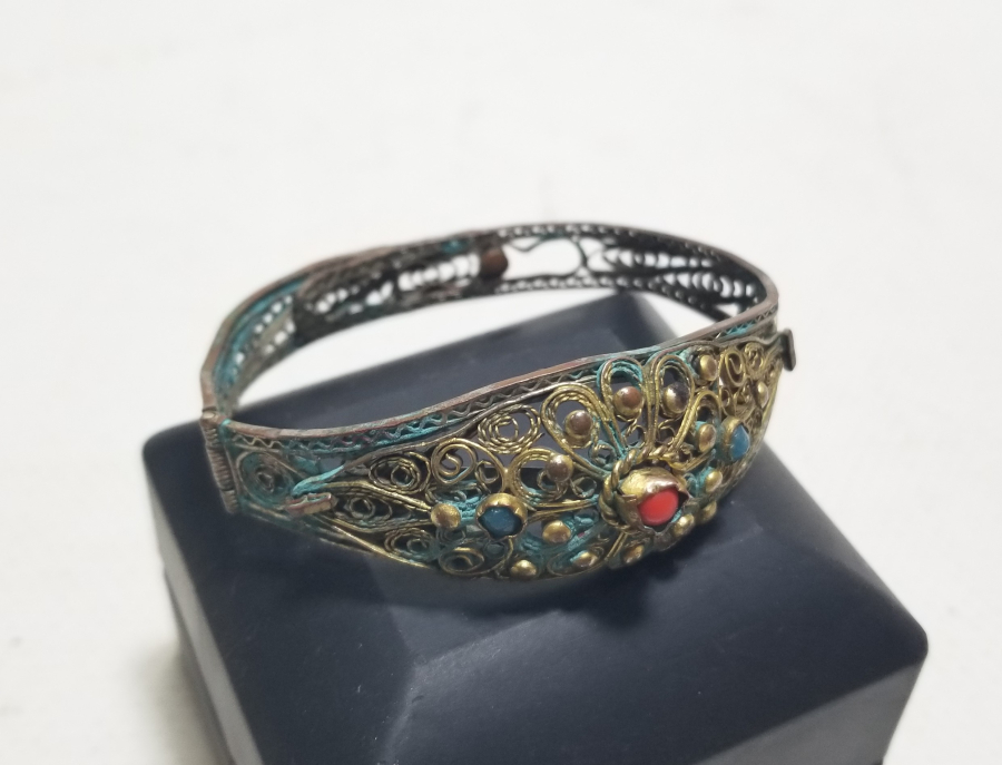 ALTIN VERMEYLİ VE TELKARİ İŞÇİLİKLİ OSMANLI DÖNEMİ BİLEZİK - BİLEKLİK