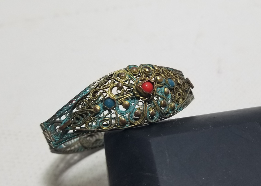 ALTIN VERMEYLİ VE TELKARİ İŞÇİLİKLİ OSMANLI DÖNEMİ BİLEZİK - BİLEKLİK