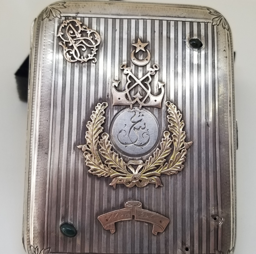 GÜMÜŞ ÜZERİ ALTIN ÇAKMA İŞÇİLİKLİ OSMANLI DENİZCİ PAŞA SİGARA TABAKASI