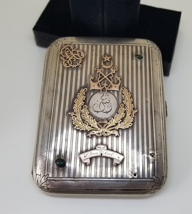 GÜMÜŞ ÜZERİ ALTIN ÇAKMA İŞÇİLİKLİ OSMANLI DENİZCİ PAŞA SİGARA TABAKASI