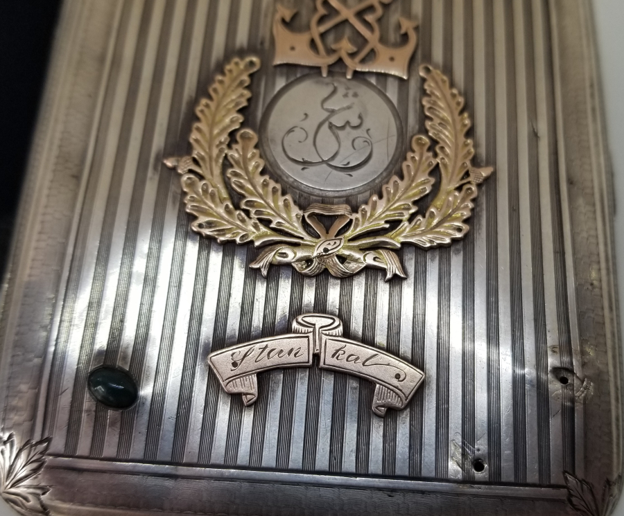 GÜMÜŞ ÜZERİ ALTIN ÇAKMA İŞÇİLİKLİ OSMANLI DENİZCİ PAŞA SİGARA TABAKASI