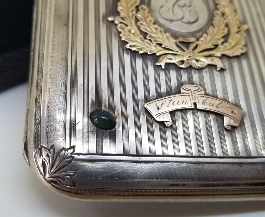 GÜMÜŞ ÜZERİ ALTIN ÇAKMA İŞÇİLİKLİ OSMANLI DENİZCİ PAŞA SİGARA TABAKASI