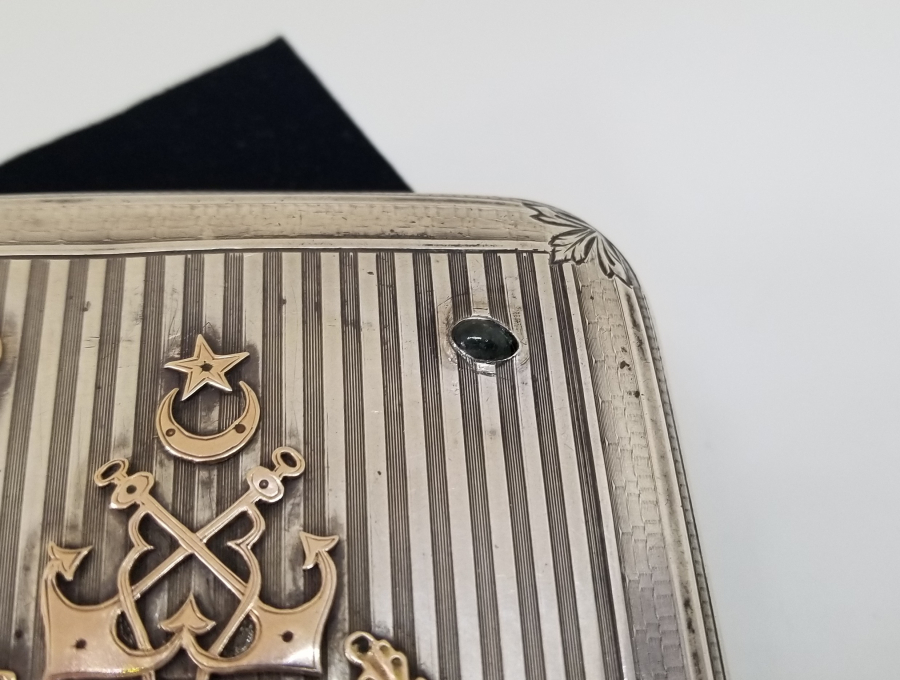 GÜMÜŞ ÜZERİ ALTIN ÇAKMA İŞÇİLİKLİ OSMANLI DENİZCİ PAŞA SİGARA TABAKASI