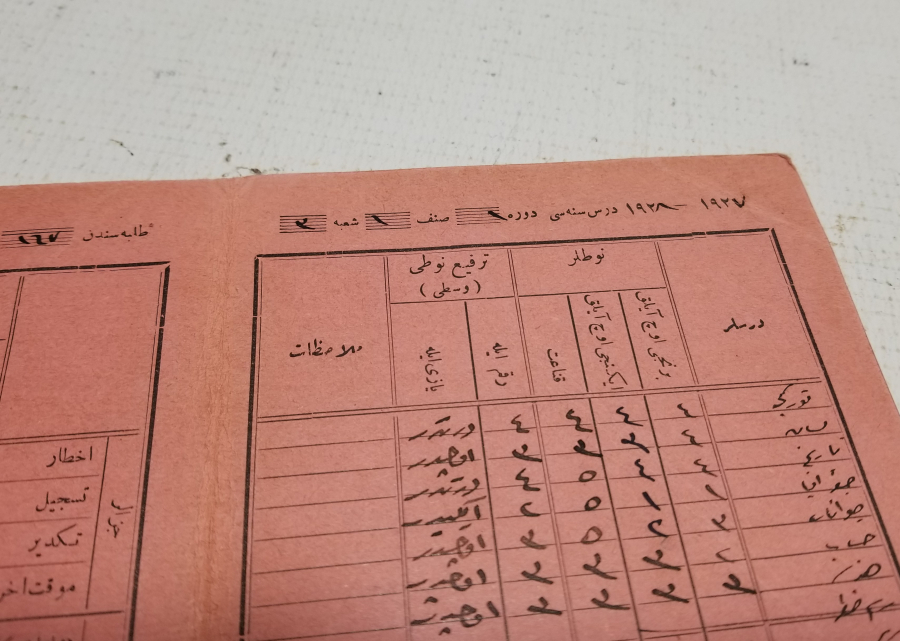 OSMANLICA YAZILI CUMHURİYET BAŞLARI OKUL KARNESİ