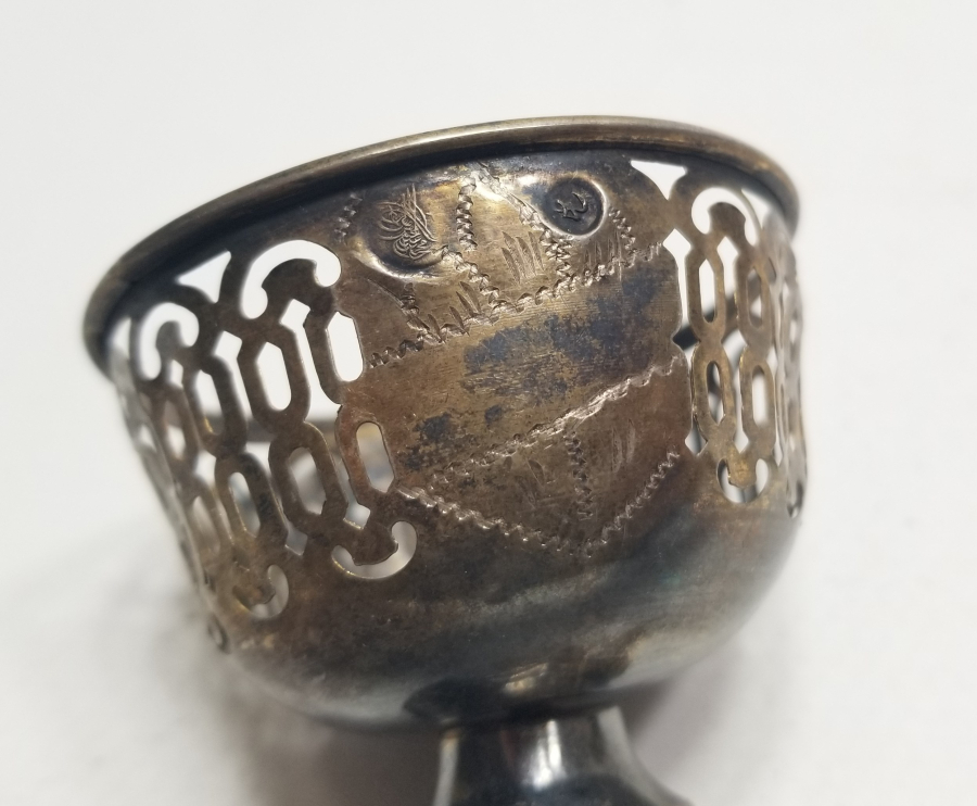 TESTERE VE KALEM İŞÇİLİKLİ OSMANLI DÖNEMİ GÜMÜŞ TUĞRALI FİNCAN ZARFI