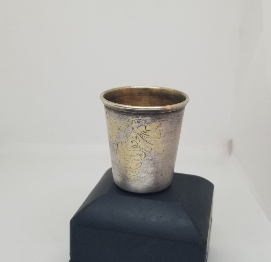 ÜZERİ ALTIN VERMEYLİ ANTİKA GÜMÜŞ LİKÖR BARDAĞI