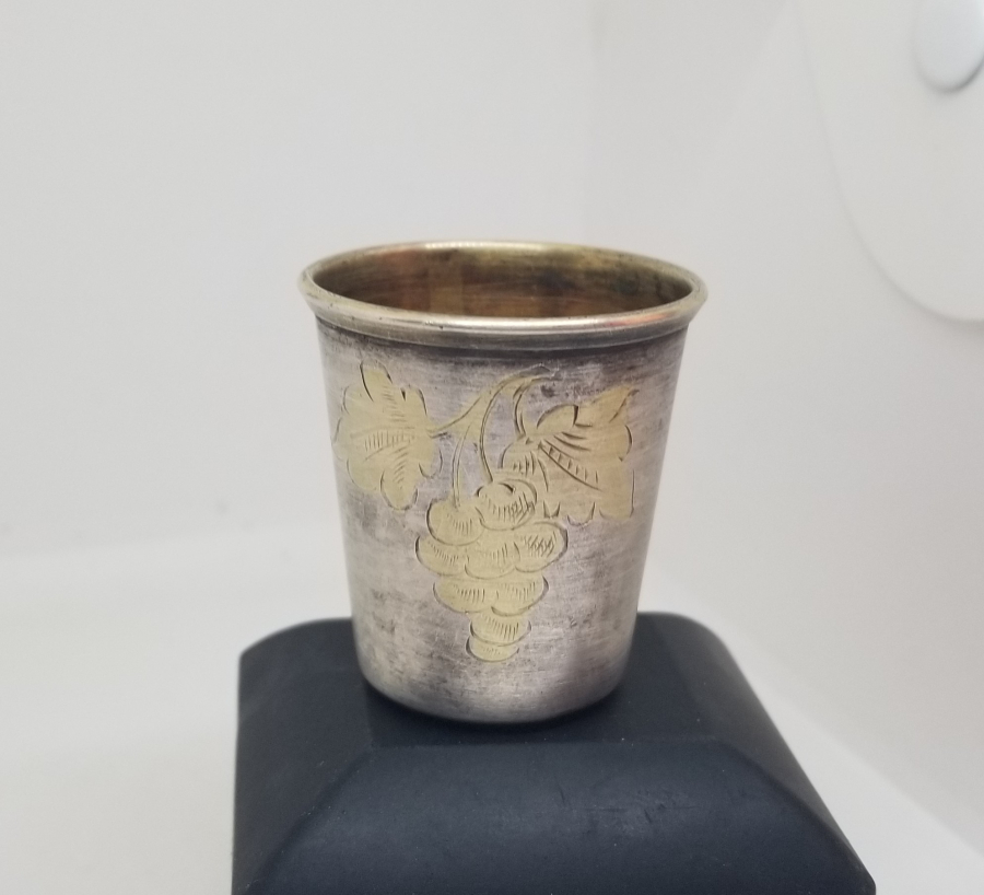 ÜZERİ ALTIN VERMEYLİ ANTİKA GÜMÜŞ LİKÖR BARDAĞI