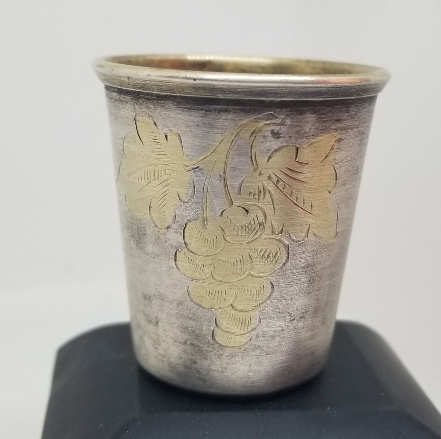 ÜZERİ ALTIN VERMEYLİ ANTİKA GÜMÜŞ LİKÖR BARDAĞI