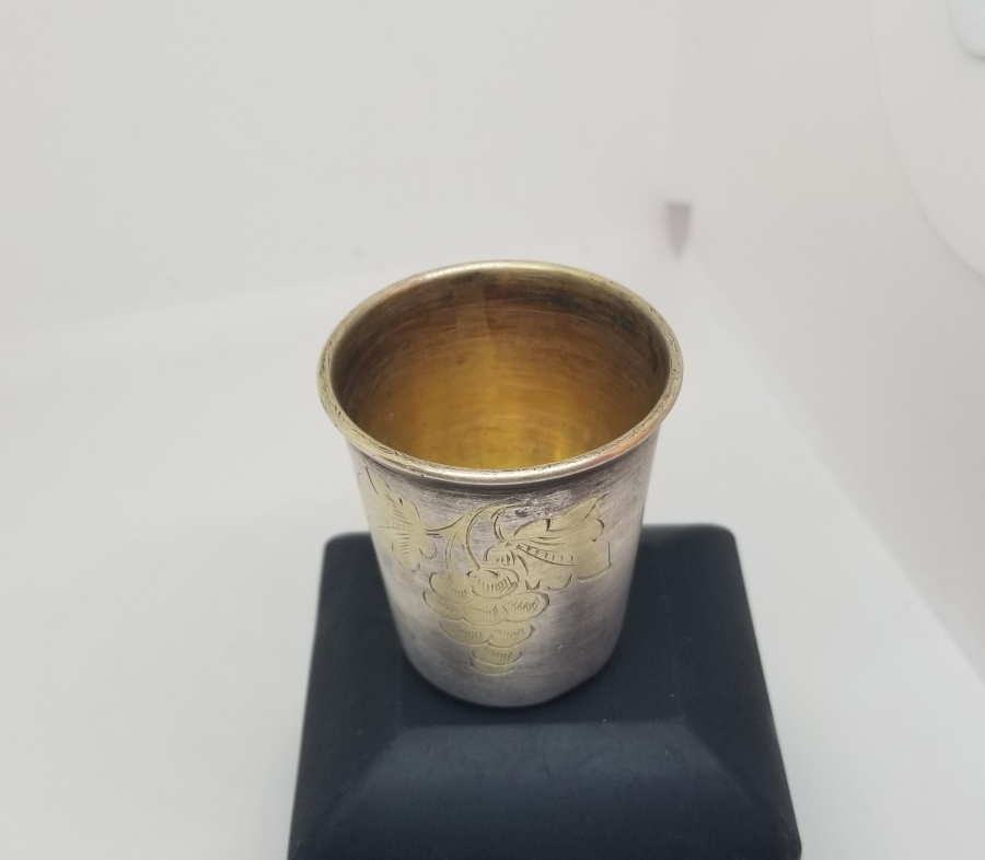 ÜZERİ ALTIN VERMEYLİ ANTİKA GÜMÜŞ LİKÖR BARDAĞI