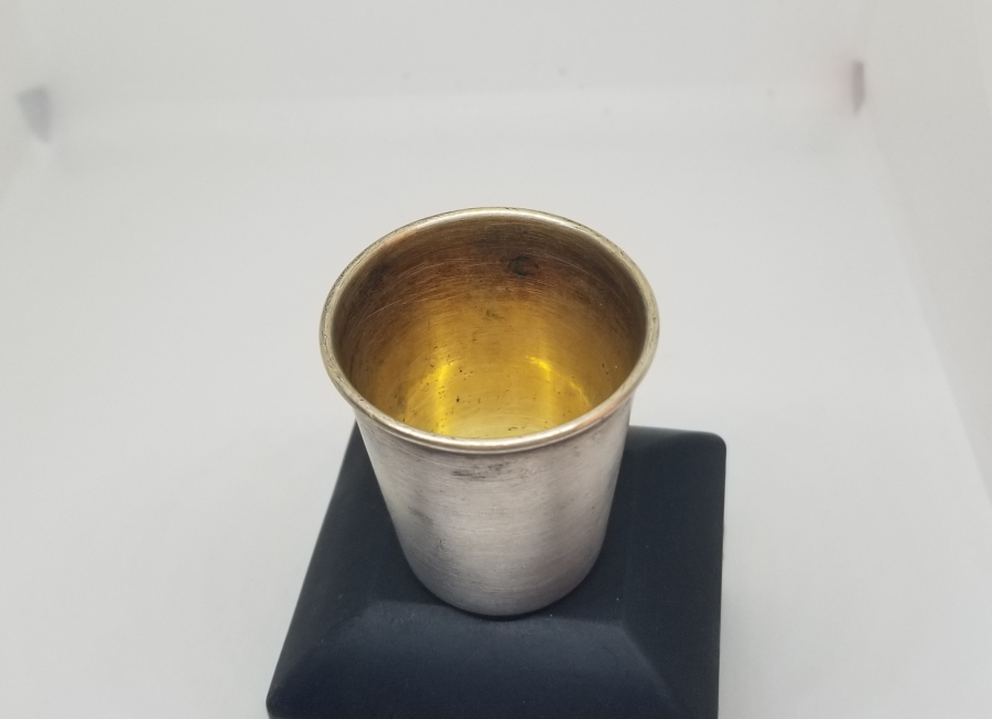 ÜZERİ ALTIN VERMEYLİ ANTİKA GÜMÜŞ LİKÖR BARDAĞI