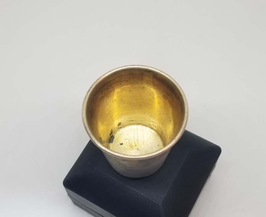 ÜZERİ ALTIN VERMEYLİ ANTİKA GÜMÜŞ LİKÖR BARDAĞI