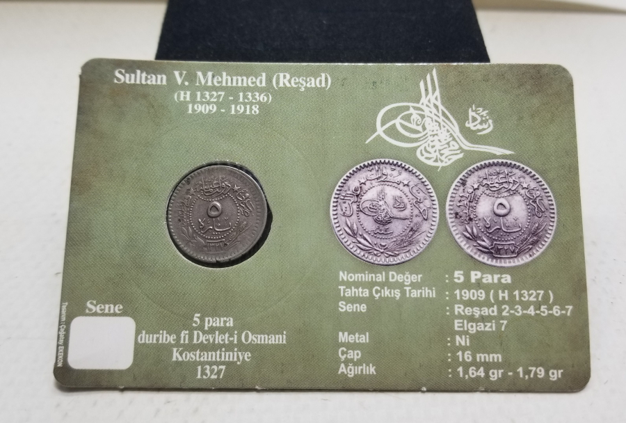 MEHMET REŞAT HAN DÖNEMİ KOLEKSİYONLUK NİKEL 5 PARA
