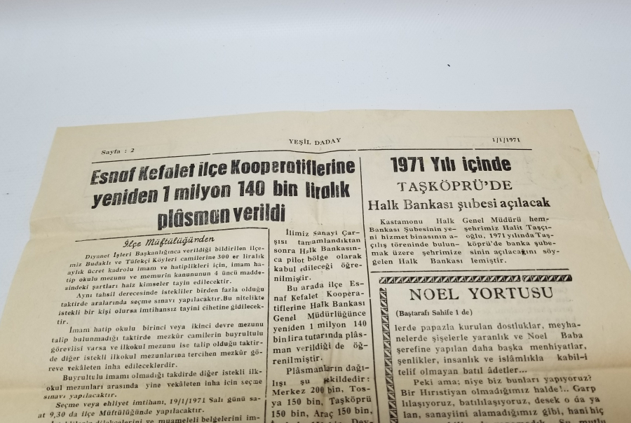 1971 TARİHLİ YEŞİL DADAY GAZETESİ