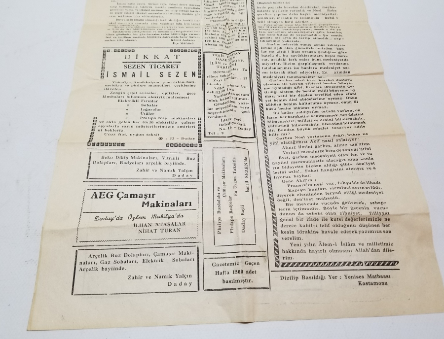 1971 TARİHLİ YEŞİL DADAY GAZETESİ