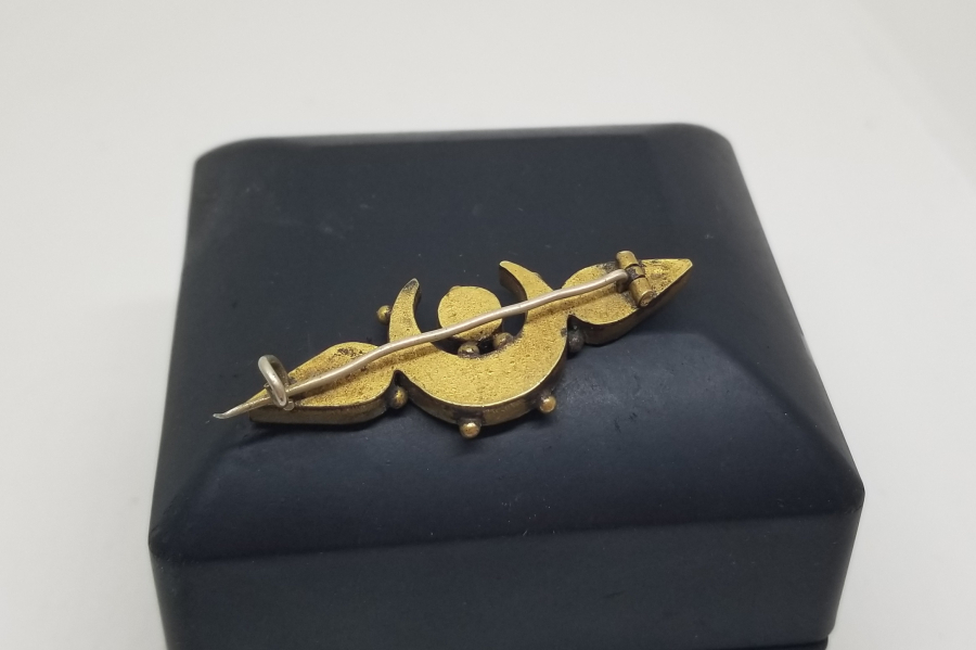 HİLAL FORMLU OSMANLI DÖNEMİ MİKRO MOZAİK BROŞ