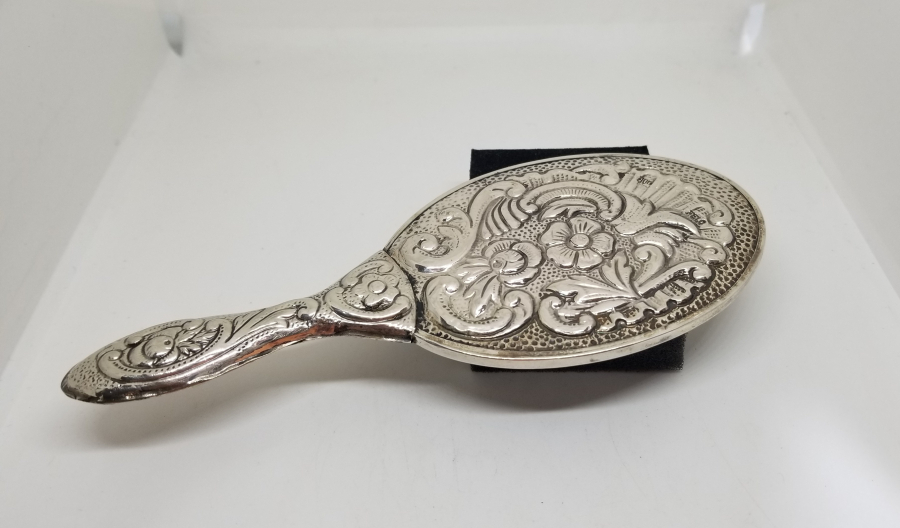 KABARTMA İŞÇİLİKLİ ANTİKA GÜMÜŞ EL AYNASI