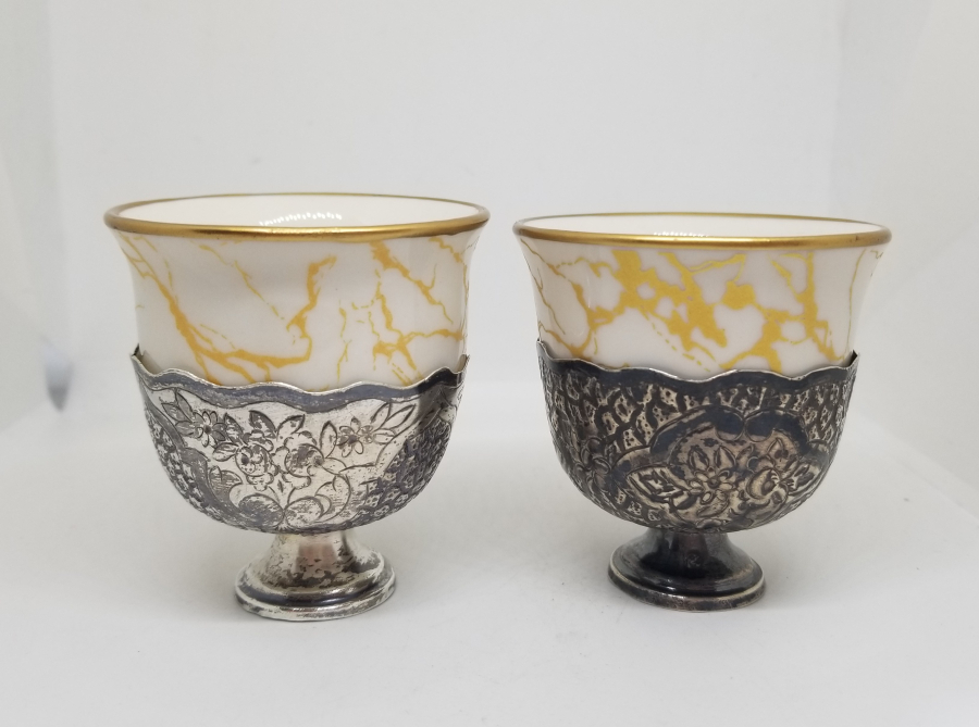 KALEM VE KABARTMA İŞÇİLİKLİ OSMANLI DÖNEMİ GÜMÜŞ ÇİFT FİNCAN ZARFI