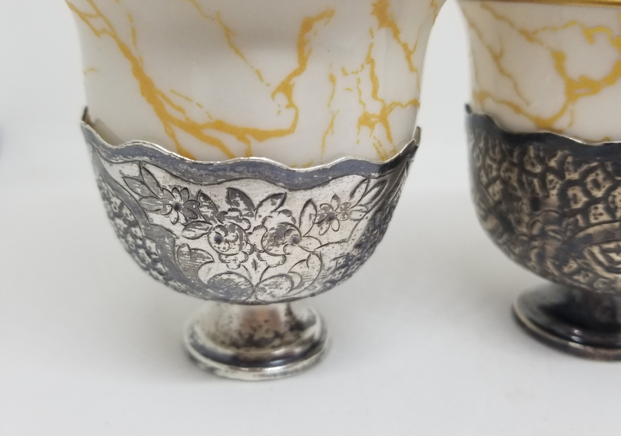 KALEM VE KABARTMA İŞÇİLİKLİ OSMANLI DÖNEMİ GÜMÜŞ ÇİFT FİNCAN ZARFI