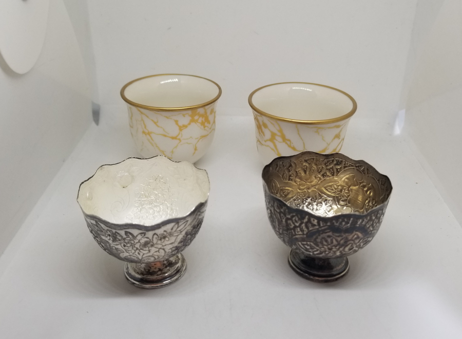 KALEM VE KABARTMA İŞÇİLİKLİ OSMANLI DÖNEMİ GÜMÜŞ ÇİFT FİNCAN ZARFI