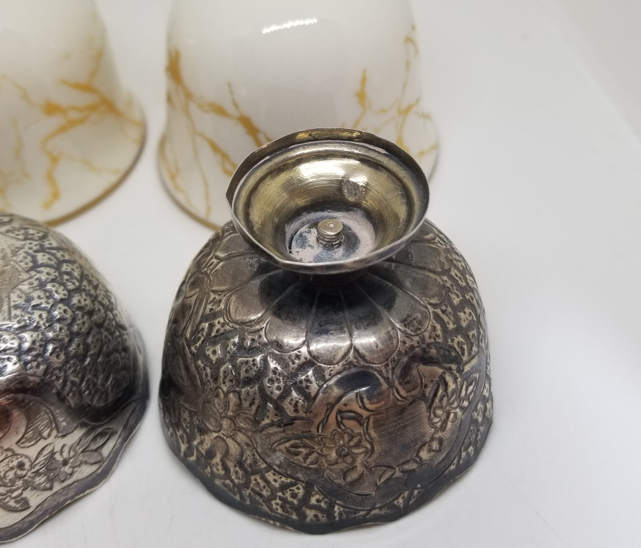 KALEM VE KABARTMA İŞÇİLİKLİ OSMANLI DÖNEMİ GÜMÜŞ ÇİFT FİNCAN ZARFI