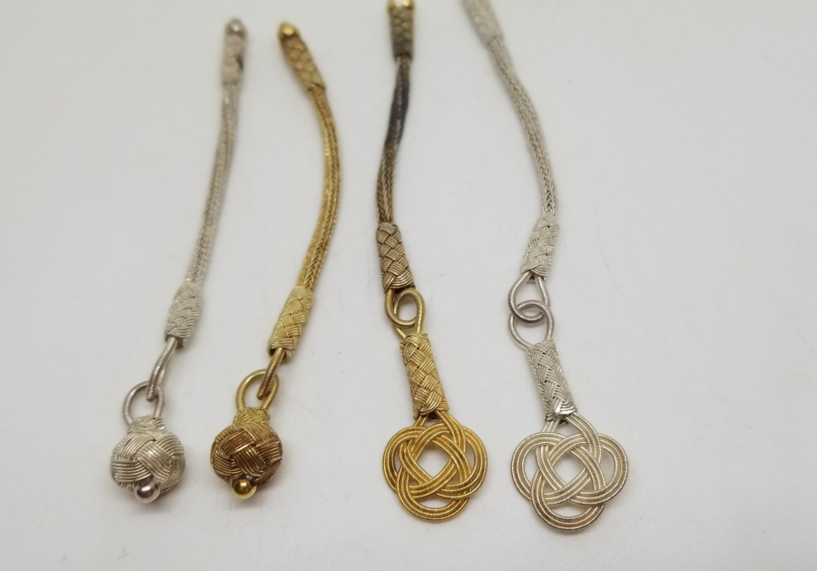 TAMAMI EL YAPIMI SAF GÜMÜŞTEN MAMUL 4 ADET KAZAZİYE TESPİH PÜSKÜLÜ