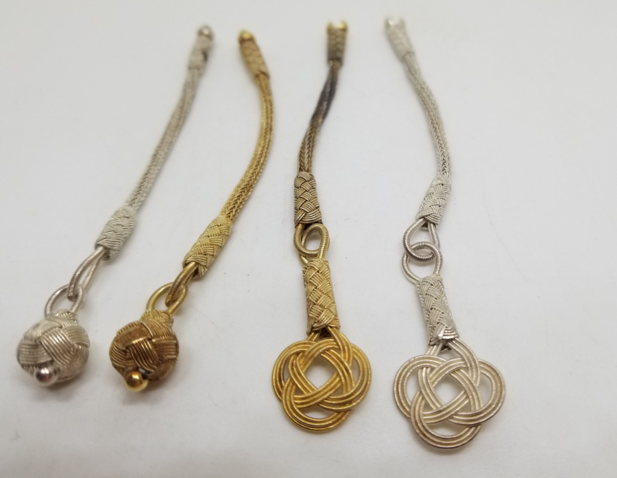 TAMAMI EL YAPIMI SAF GÜMÜŞTEN MAMUL 4 ADET KAZAZİYE TESPİH PÜSKÜLÜ